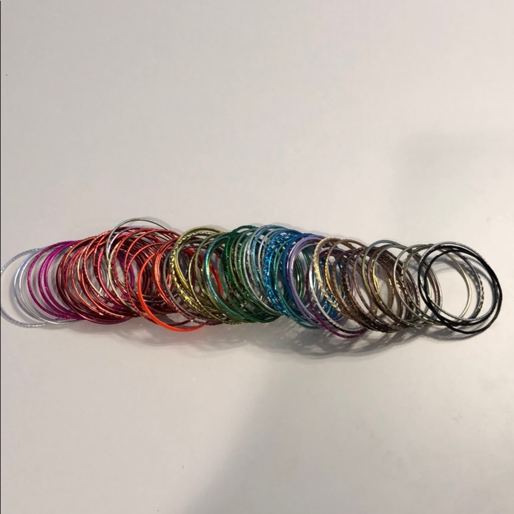 Huge set of metallic bangles